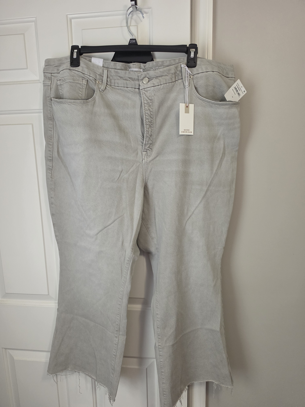 Good American Light Gray Good Legs Crop Mini Boot 24 NWT